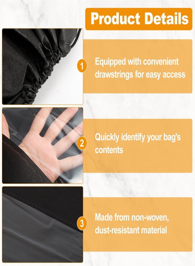 PLMMOUT 12 PCS Dustproof Drawstring Bags,Breathable Non-Woven Fabric Drawstring Dust Covers,Storage Bags Dust Bag for Handbags Shoes Purses,Black - Image 4